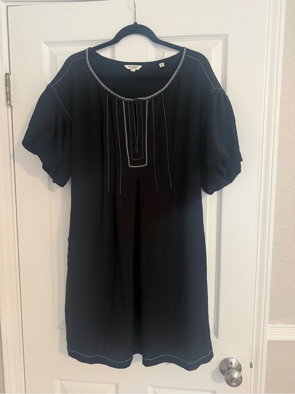Worthington Black Midi Dress with Contrast White Stitching